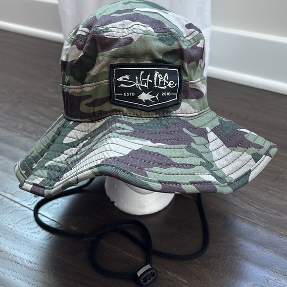 Salt Life Bravo Boonie Bucket camo hat,adjustable headband/chin strap,Packable - Picture 11 of 13